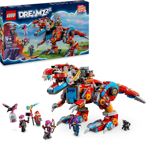 LEGO Dreamzzz 2-In-1 Coopers Dino-Mech C-Rex, jucărie Pterodactyl, T.Rex figurină de acțiune pentru băieți și fete, jucărie creativă, set de aventură, cadou pentru copii de la 9 ani 71484