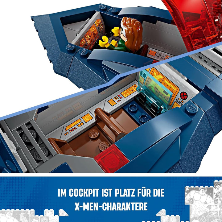 LEGO Marvel X-Jet The X-Men, model de avion de construit cu figuri, inclusiv Wolverine și Rogue, jucărie cu supereroi pentru copii, cadou pentru băieți și fete de la 8 ani 76281