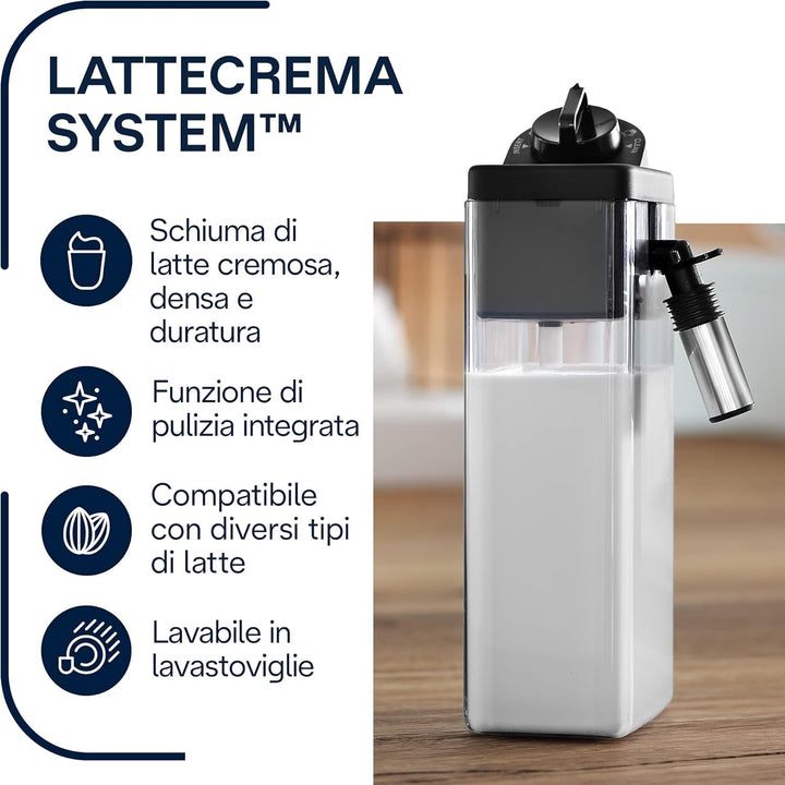 Aparat de cafea complet automat De'Longhi ECAM 23.460.SB (15 bar presiune, sistem automat cappuccino, rezervor de apă detașabil de 1,8 litri, panou LCD, curățare automată) argintiu/negru