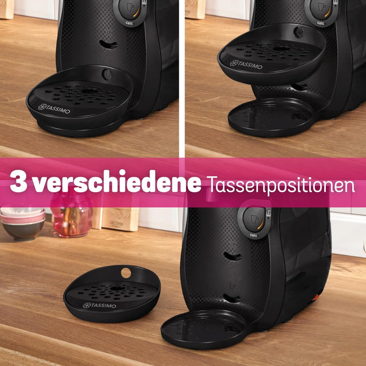 Espressor cu capsule Bosch Tassimo Happy Friendly TAS102EA, Peste 70 de băuturi, Potrivit pentru toate tipurile de cești, Oprire automată, Sustenabil, Include tablete de detartrare, Economie de spațiu, 1400 W, Negru