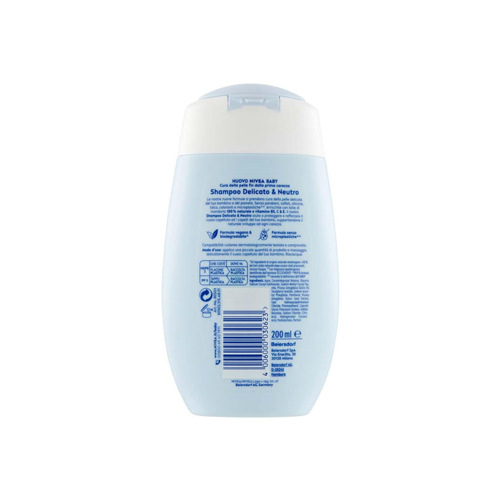 NIVEA BABY Gentle & Neutral Shampoo 200 ml - Cu protecție împotriva lacrimilor, fără sulfați, pentru un păr moale și fără încurcături