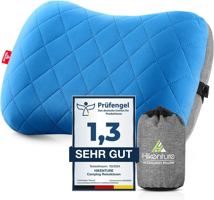 HIKENTURE Pernă gonflabilă de camping / călătorie cu față de pernă detașabilă, pernă ergonomică, pernă confortabilă pentru gât pentru călătorie / exterior, pernă gonflabilă de călătorie pentru gât (verde) ...