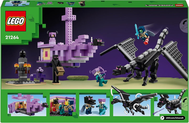 LEGO Minecraft The End Dragon și The End Ship, jucărie de acțiune și set de descoperire, set de construcție pentru jocuri video, set de aventură, cadou pentru băieți și fete de la 8 ani 21264