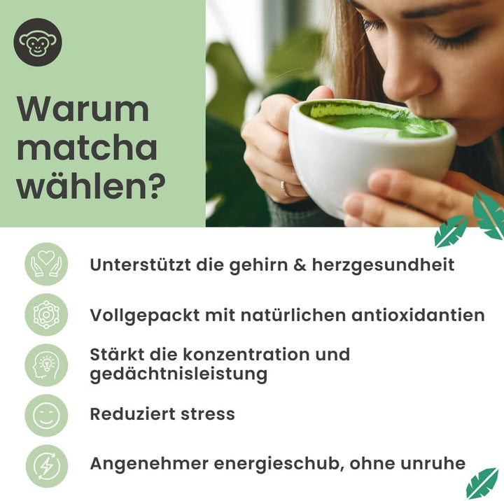 Pudră de matcha Purechimp de calitate ceremonială 50 g. Pudră de ceai 100% pură din culturi umbrite pentru latte, infuzii și rețete. Borcan reciclabil. Bogat în antioxidanți.