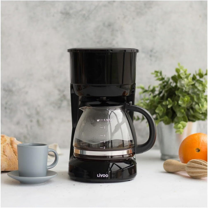 Livoo - Cafetieră electrică - 750 ml, 600 W, funcție de menținere la cald, carafă din sticlă