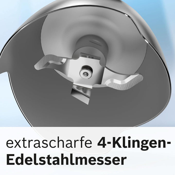 Bosch Stabmixer Ergomaster Serie 4 MSM4W210, Einhändig Bedienbar, Edelstahl-Klingen, Verschleißfreie Keramik-Kupplung, Mixbecher, Quattroblade, Antisplash Funktion, Einschaltsperre, 600 W, Weiß