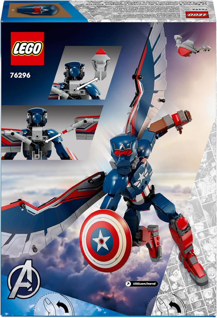 LEGO Marvel New Captain America Building Figure, jucărie cu supereroi pentru copii, model construibil și minifigurină, set de construit și jucat, cadou pentru băieți și fete de la 8 ani 76296