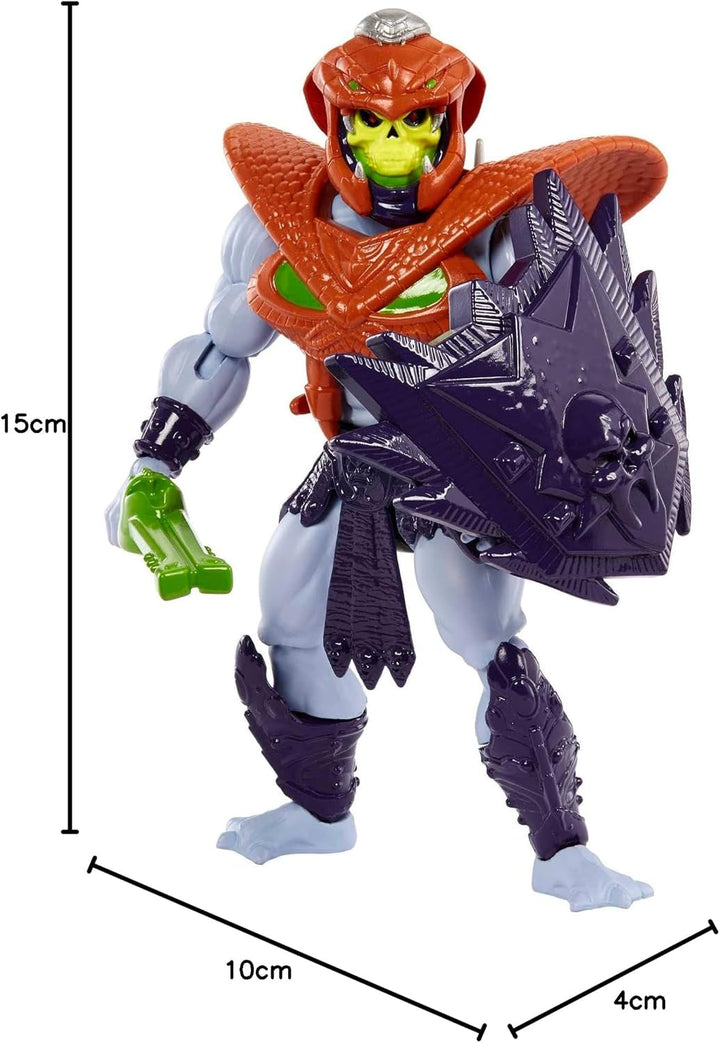 MASTERS of the UNIVERSE Snake Armor Skeletor - 16 articulații mobile, ambalaj retro, mini carte de benzi desenate, pentru copii 6+ și colecționari adulți, HKM68