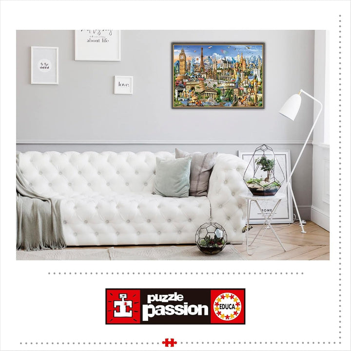 Educa - Puzzle 2000 piese pentru adulti | Repere Europa, puzzle 2000 piese pentru adulti si copii de la 14 ani, Obiective turistice (17697)
