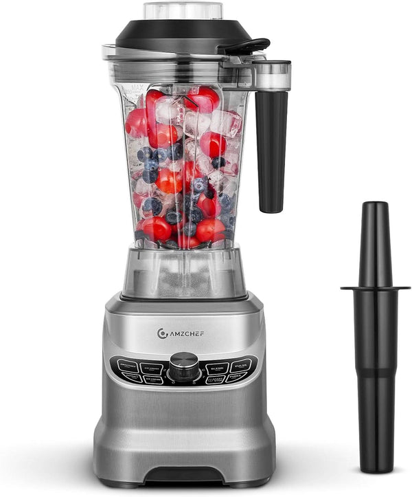 AMZCHEF Professioneller Standmixer Mit 8 Einstellbaren Geschwindigkeiten | 1800W Mixer Hochleistungsmixer Für Die Küche | 1,85 L Blender Für Shakes, Smoothies, Eiscrushen, Gefrorene Früchte