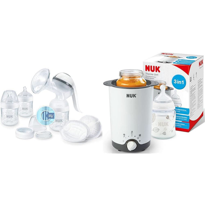 NUK Nature Sense Handmilchpumpe | Still-Set Mit Handmilchpumpe, Babyflaschen & Ultra Dry Comfort Stilleinlagen | 6-Teilig