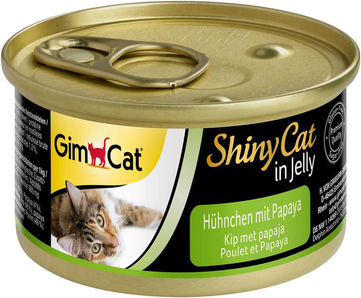 Gimcat Shinycat in Jelly Tuna - hrană umedă cu pește și taurină pentru pisici - 24 cutii (24 X 70 G)