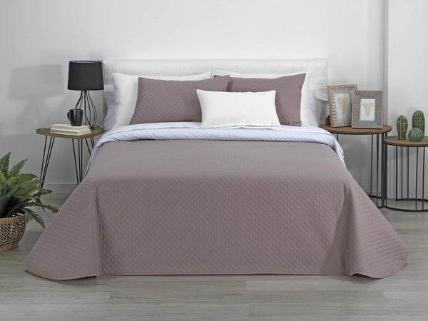Estoralis | AVA | Cuvertură Boutique Reversibilă | Pentru toate anotimpurile | Culoare - Alb/Taupe | Pentru pat de 140/150/160 cm. pat. (250 X 270 Cm. Ancho X Alto) | Cuvertură cu matlasare