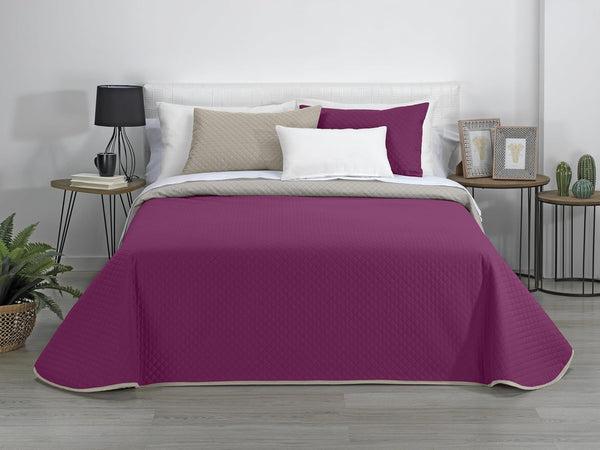 AVA | Cuvertură Reversibil Boutique | Pentru toate anotimpurile | Culoare - Gri/Fucsia | Pentru pat de 140/150/160 cm. pat. (250 X 270 Cm. Ancho X Alto) | Cuvertură cu matlasare