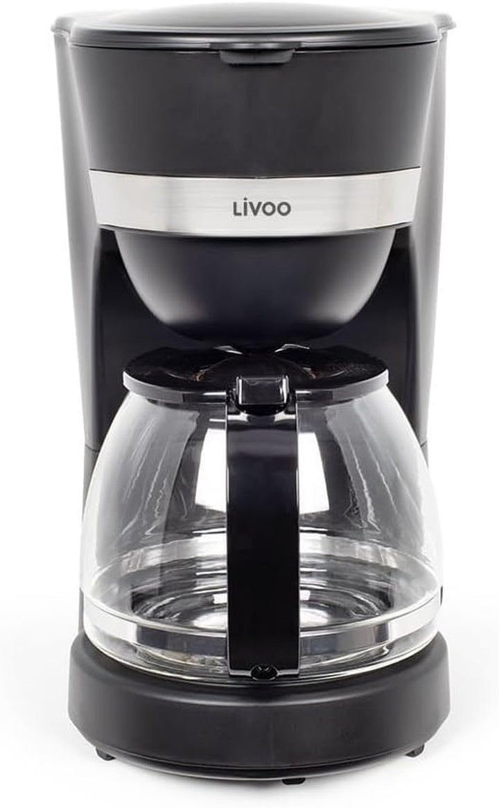 Livoo - Cafetieră electrică DOD200N - 12 cești, capacitate 1,25 L, 750 W, filtru reutilizabil, funcție de menținere la cald, Chilli Red