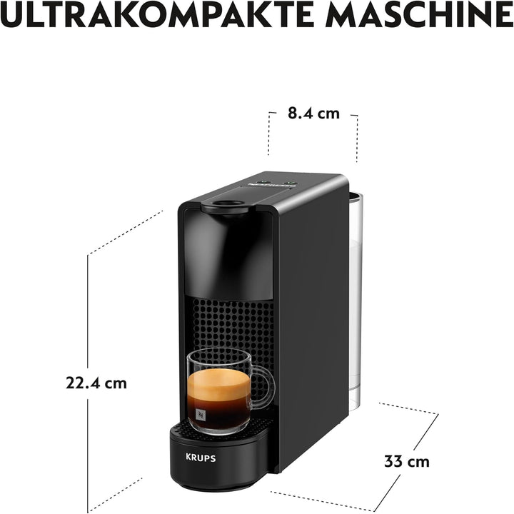 Aparat de cafea cu capsule Krups Nespresso Essenza Mini XN1108 | 19 bar | mod de economisire a energiei | 1260 W | 0.6 litri | 8.03 X 3.31 X 12.99 Cm|negru