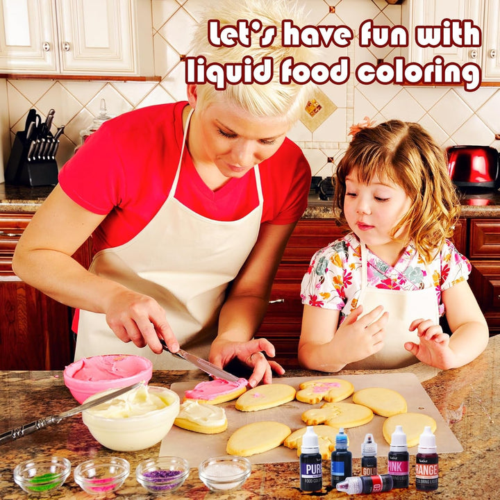 Lebensmittelfarbe - 20 Farben Hoch Konzentriert Flüssig Lebensmittel Farbe Zum Kuchen, Backen, Ostereiern, Getränken - Zuckerfrei Food Coloring Für Fondant, Zuckerguss, Slime, Tortendeko - 10Ml Je