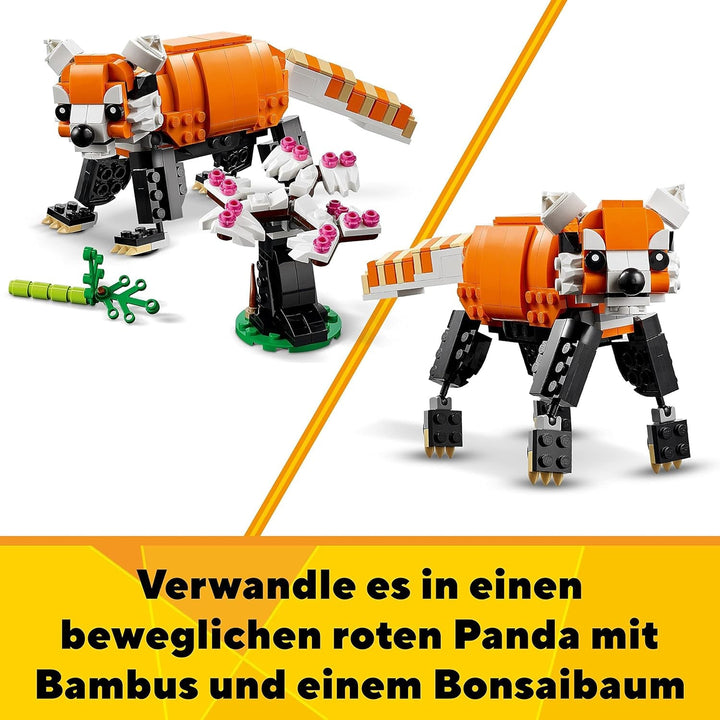 LEGO 31129 Creator Majestic Tiger, Panda sau Pește, set 3 în 1 de figuri de animale, jucărie pentru copii, băieți și fete, jucărie de construcție cu animale