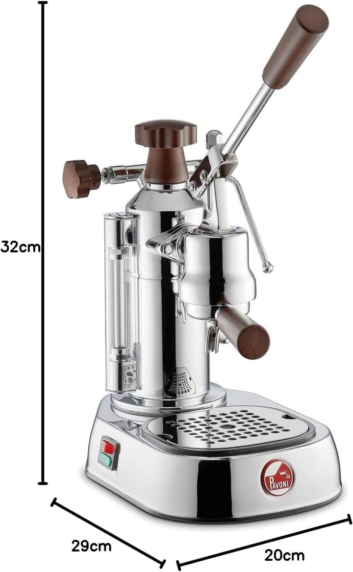 Cafetiera cu mâner La Pavoni cu o capacitate de 0,8L de la Smeg Europiccola Lusso LPLELH01EU, oțel
