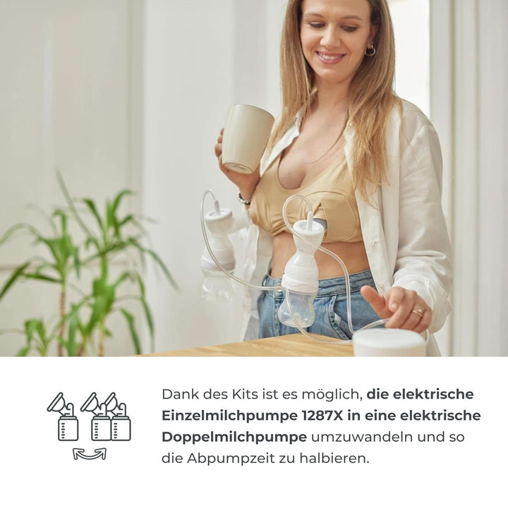 Nuvita Effizientes Doppel-Pump-Set Für Materno Smart X - 1287KDX | Komplettes Zubehörset, Aio-Zugelassene Anti-Kolik-Flasche