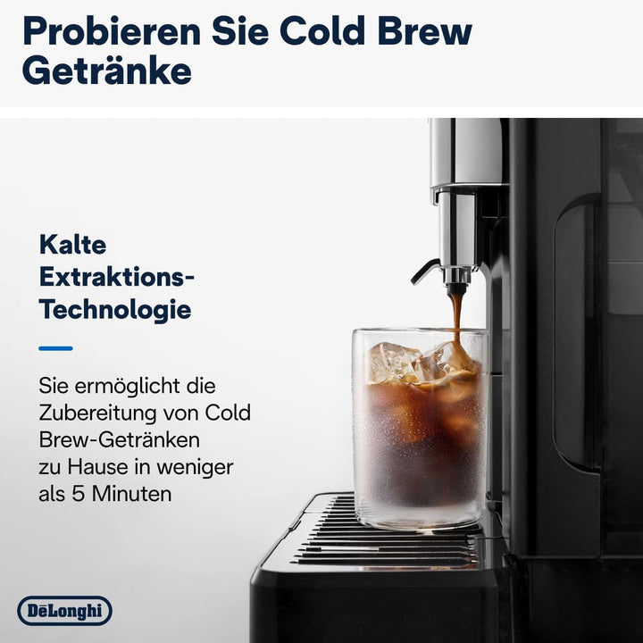 De'Longhi Eletta Explore Cold Brew ECAM452.67.G Espressor complet automat cu sistem Latte Crema Milk, băuturi calde și reci prin simpla apăsare a unui buton, ecran tactil color TFT de 3,5 inci, include cafetieră, gri închis