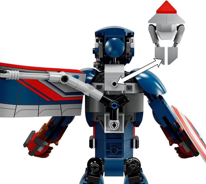 LEGO Marvel New Captain America Building Figure, jucărie cu supereroi pentru copii, model construibil și minifigurină, set de construit și jucat, cadou pentru băieți și fete de la 8 ani 76296