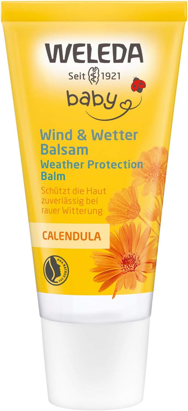 WELEDA Organic Baby Calendula Wind & Weather Balm - Cremă de față și cremă de mâini pentru cosmetice naturale cu ulei de migdale și ulei de susan pentru a proteja pielea sensibilă și uscată a bebelușului de vreme aspră și frig (1x 30 ml)