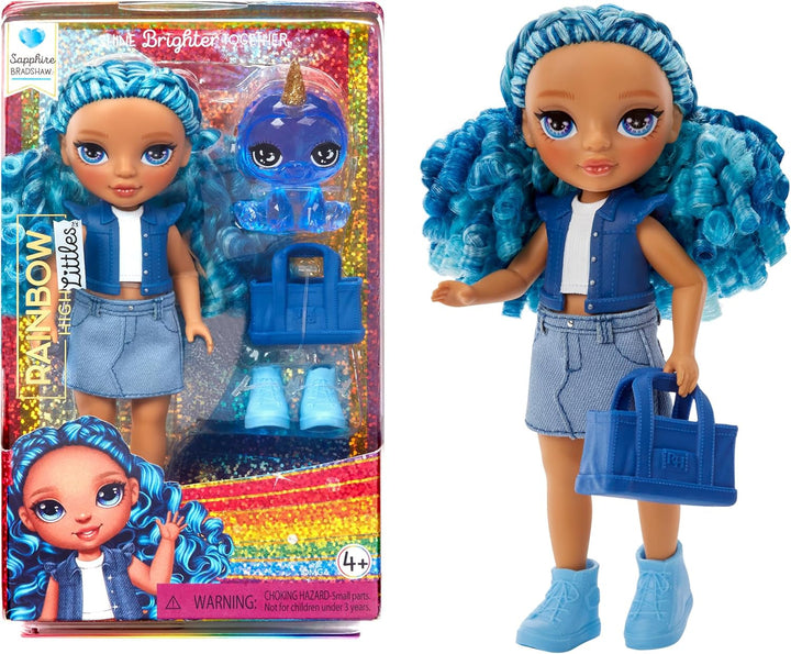 Rainbow High Littles - Opal Raine - păpușă mică, mobilă - păpușă mare de 14 cm în culorile curcubeului cu geantă și unicorn magic - pentru copii și colecționari