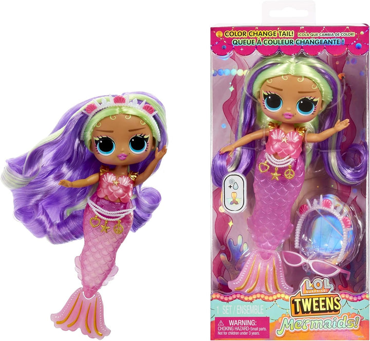 L.O.L. Surprise! Tweens - Sirena Lola Waves - păpușă la modă cu coadă care își schimbă culoarea, aripioară mobilă și accesorii frumoase - jucărie pentru copii și colecționari de la 4 ani