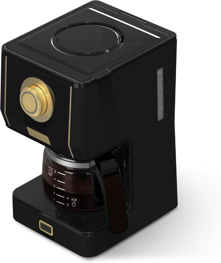 ZACHVO filtru de cafea cu ulcior de sticlă, filtru de cafea, 5 cești, capacitate 650ml, filtru reutilizabil, oprire picurare, oprire automată, funcție de menținere la cald 30min, 3 moduri de preparare
