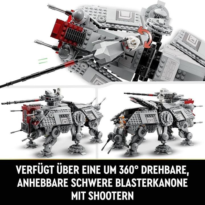 LEGO Star Wars At-Te Walker, model de jucărie mobil, set cu minifigurine, inclusiv 3 Clone Troopers, Droizi de luptă și Dwarf Spider Droid 75337