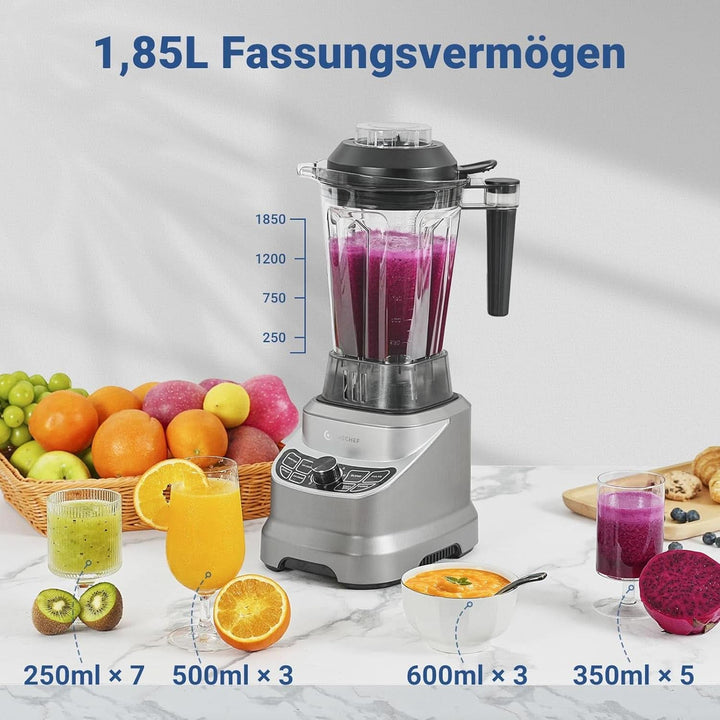 AMZCHEF Professioneller Standmixer Mit 8 Einstellbaren Geschwindigkeiten | 1800W Mixer Hochleistungsmixer Für Die Küche | 1,85 L Blender Für Shakes, Smoothies, Eiscrushen, Gefrorene Früchte