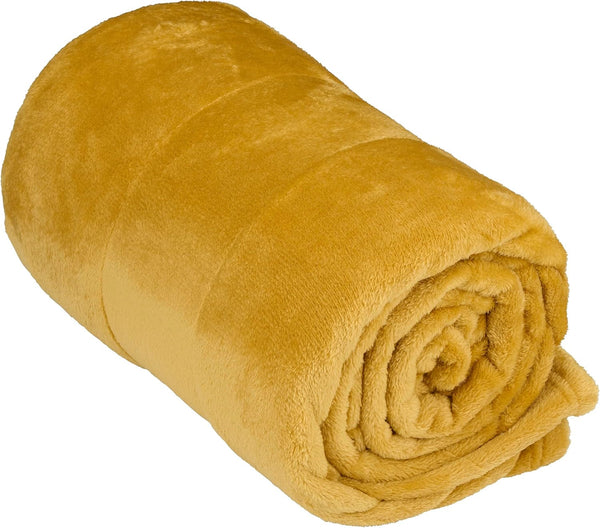 Articasa Fleecedecke 150 X 200 Cm - Tagesdecke - Kuscheldecke - Sofa Ãœberwurfdecke - 1-Personen Sofadecke - Dekoration Wohnzimmer - Waschmaschinenfest - Senfgelb - Fleece/Polyester
