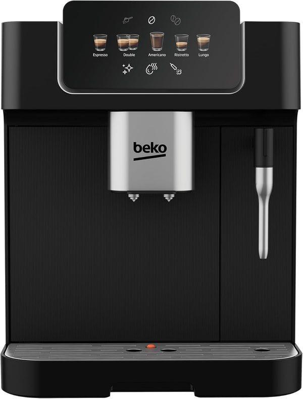 Beko - CEG7302B - Aparat de cafea complet automat cu spumă de lapte, digital, pretopire automată, presiune 19 bar - Negru, 27,5 X 40,5 X 34 Cm