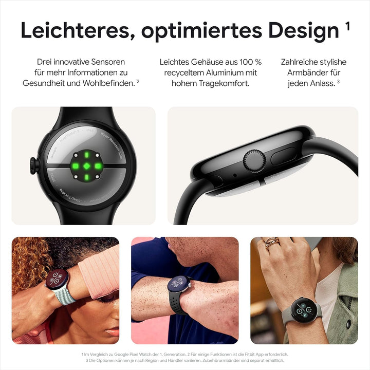 Google Pixel Watch 2 - cele mai bune de la Google și Fitbit - măsurarea ritmului cardiac, gestionarea stresului, funcții de securitate - Android - carcasă din aluminiu negru mat - curea sport din obsidian - LTE