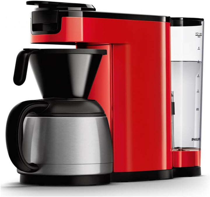 Philips Electrocasnice Cafetieră Senseo Switch cu doze de cafea și filtru - tehnologie 2 în 1, rezervor de apă de 1 L, 7 cești deodată, culoare roșie (HD6592/85)