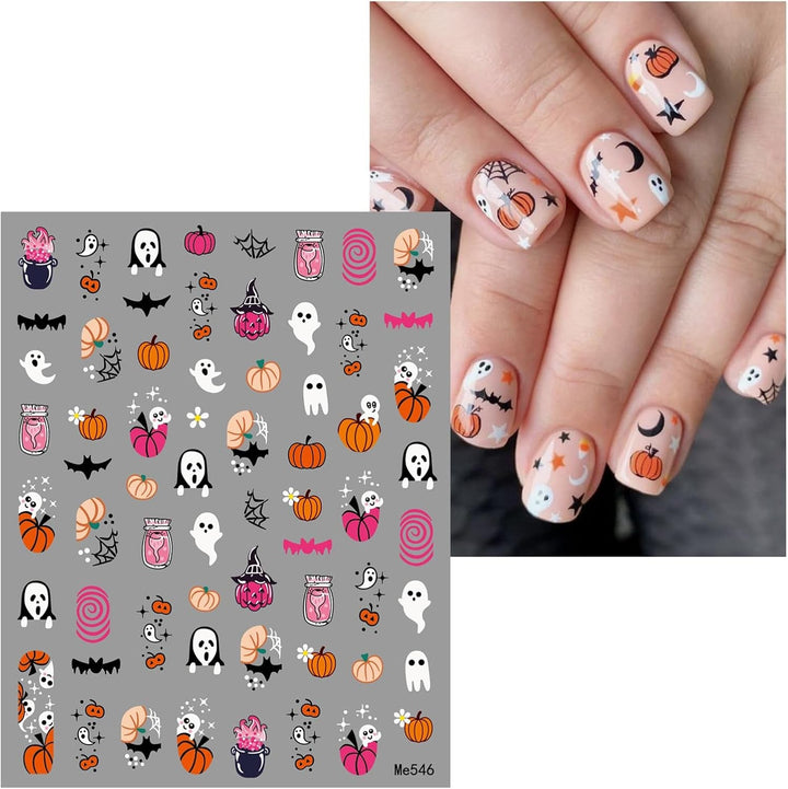 JMEOWIO Nagelsticker Halloween 9 Blatt Nail Art Sticker Selbstklebend Nagelaufkleber Dekoration Nageldesign Zubehör
