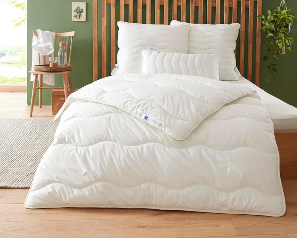 Badenia Trendline Eco quilt Aerelle Blue Duo 135 X 200 Cm, Alb, certificat Öko- Tex, Produs în conformitate cu standardul de calitate german