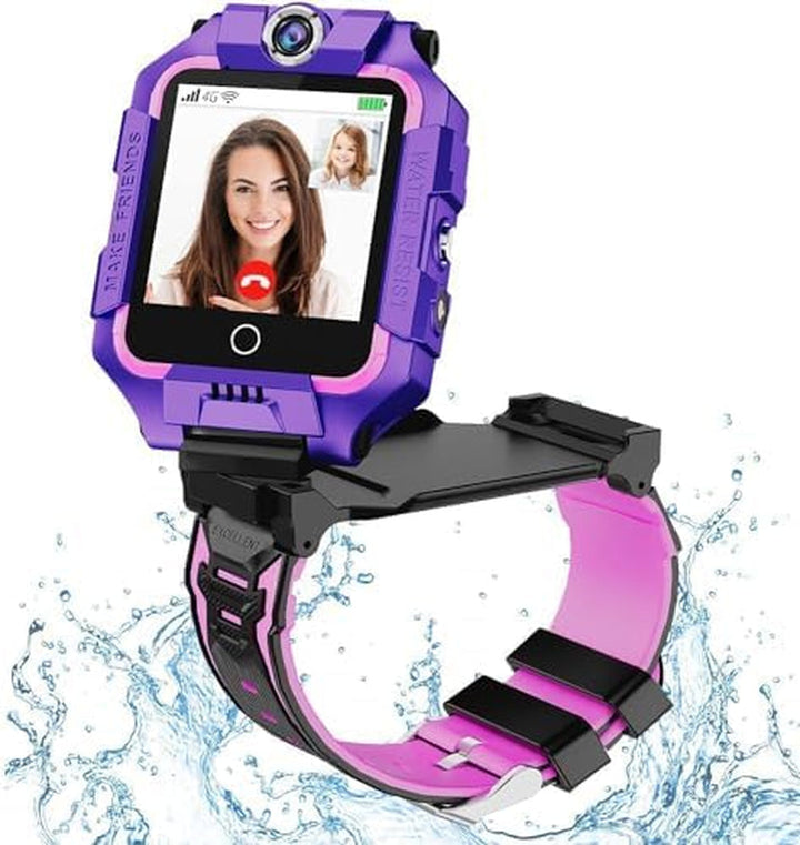 T45 Smartwatch pentru copii, smartwatch 4G pentru copii, GPS tracker pentru copii, ceas de mână pentru copii băieți, ceas pentru copii cu apel telefonic video, mesaje, mod școală, funcție SOS, cameră și pedometru (violet)