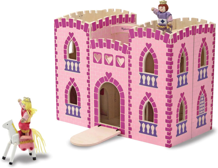 Casa de păpuși Melissa & Doug de pliat și luat cu tine | Casă de păpuși și păpuși | Playsets | 3+ | Cadou pentru băieți sau fete