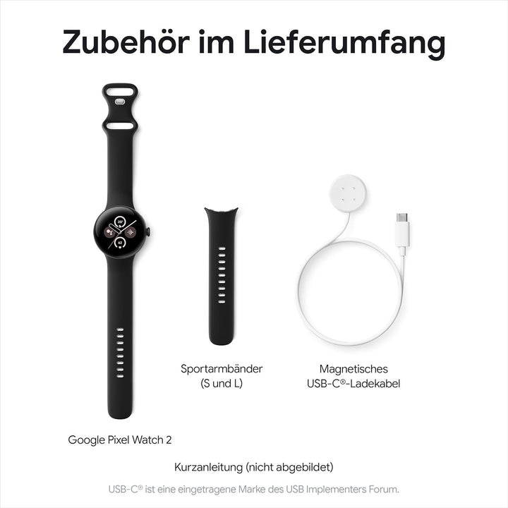 Google Pixel Watch 2 - cele mai bune de la Google și Fitbit - măsurarea ritmului cardiac, gestionarea stresului, funcții de securitate - Android - carcasă din aluminiu negru mat - curea sport din obsidian - LTE
