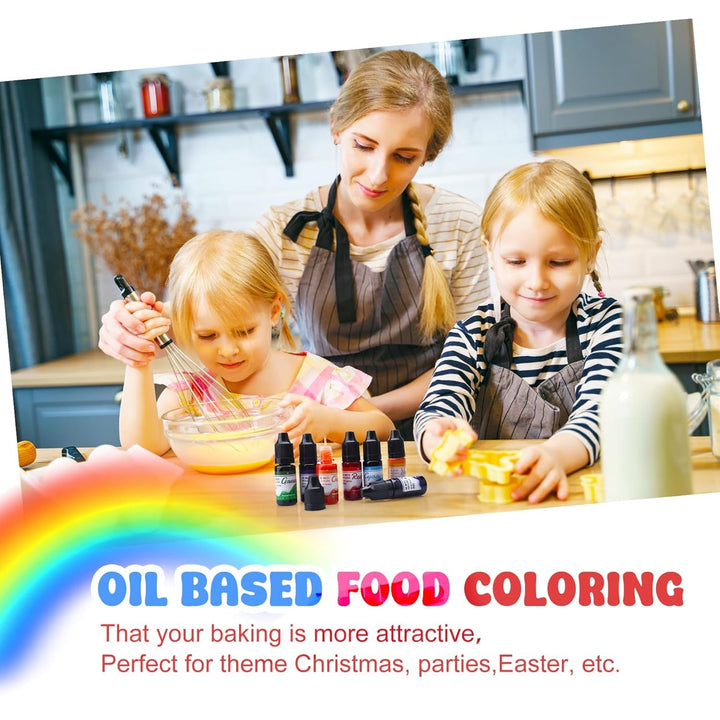 Fettlösliche Lebensmittelfarbe Für Schokolade - Regenbogen Farben Ölbasis Lebensmittelfarben Für Fondant, Torten Dekoration, Backen - Flüssige Food Coloring Für Kakaobutter, Buttercream - 12G Je