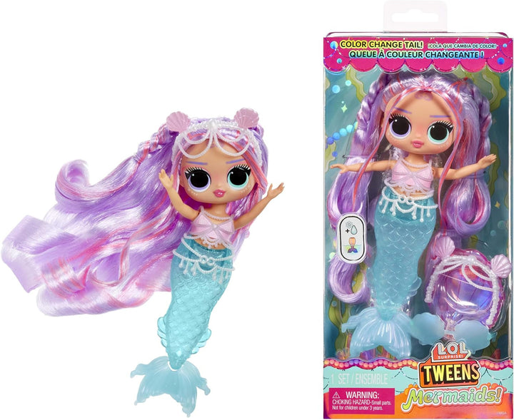 L.O.L. Surprise! Tweens - Sirena Lola Waves - păpușă la modă cu coadă care își schimbă culoarea, aripioară mobilă și accesorii frumoase - jucărie pentru copii și colecționari de la 4 ani