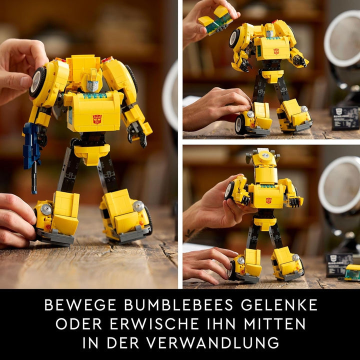 LEGO Icons Transformers Bumblebee, Figurină de acțiune robot pentru adulți de colecționat, Set de construcție pentru film pentru fanii science fiction, Poate fi transformat într-o mașină, Jucărie de aventură 10338