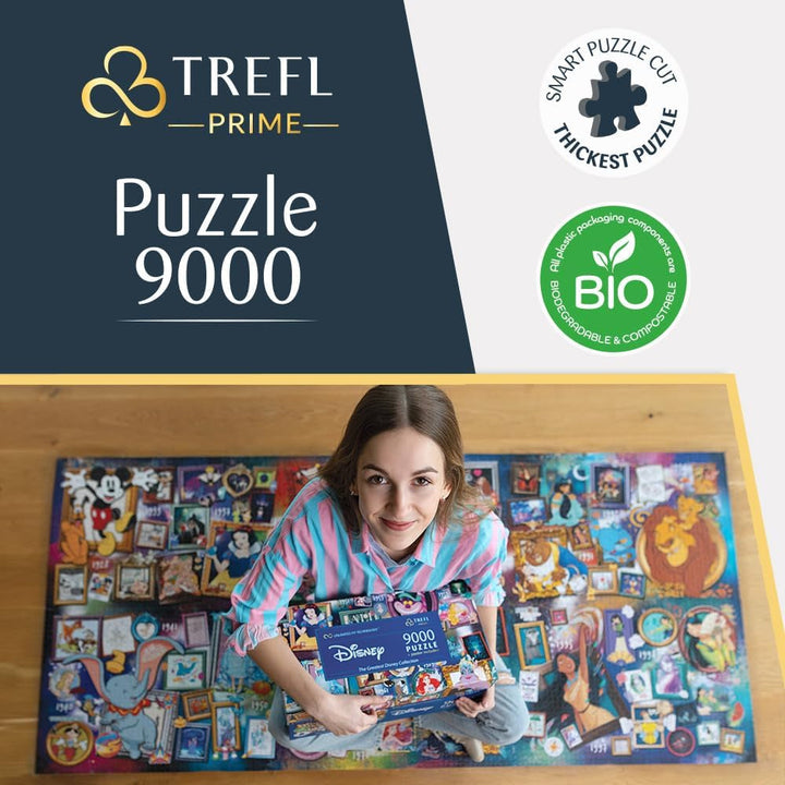 Trefl 81020 9000 piese, Puzzle jigsaw mare, Cel mai gros carton, Organic, EKO, Colaj cu personaje de basm, Divertisment pentru adulți și copii de la 12 ani, Disney, cea mai mare colecție Disney