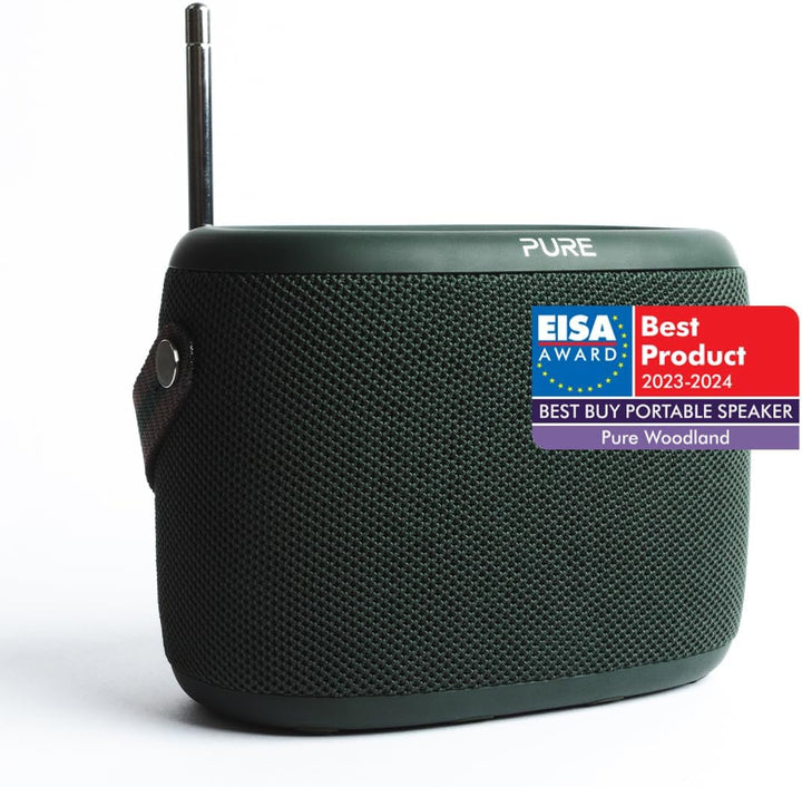 Pure Woodland Mini boxă de exterior cu Bluetooth și radio DAB+/FM (impermeabil IP67, robust, portabil, baterie 14H, perfect pentru grădină și camping) Verde