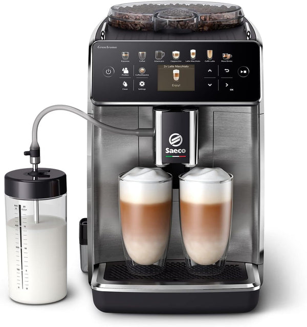 Espressoare Saeco Granaroma complet automate, 16 băuturi, 6 profiluri de utilizator, afișaj TFT colorat, față metalică, SM6585/00