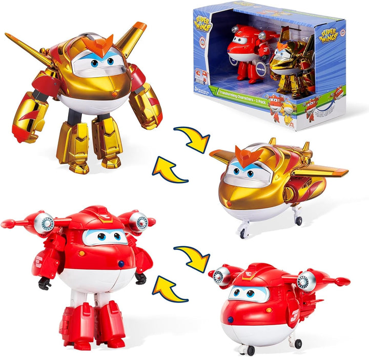 Auldey EU740283 Super Wings Transformer Figura JETT Supercharge 12 Cm, Colorat