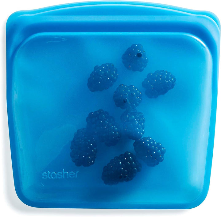 Pungă Stasher Pungă din silicon premium reutilizabilă pentru alimente, pungă sandwich, transparentă, durabilă, sigură pentru cuptor, mașină de spălat vase și congelator, ecologică, pungă pentru prânz, fără scurgeri, 828ml Cutii depozitare alimente Naty Shop Afine