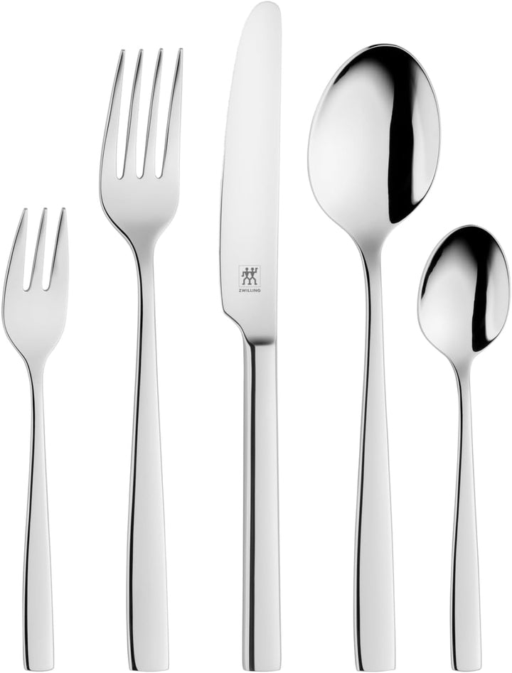 Zwilling Roseland Besteck Set, 30-Teilig, Für 6 Personen, 18/10 Edelstahl/Hochwertiger Klingenstahl, Mattiert, Silber [Plastikfreie Verpackung], Plastic Free, TLG